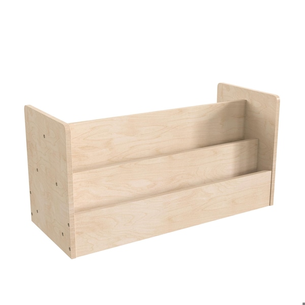 Flash Furniture Bright Beginnings Commercial Grade Modular Double Sided 2 Tier Wooden Classroom Book Display Shelf, Natural MK-KE20772-GG - main
